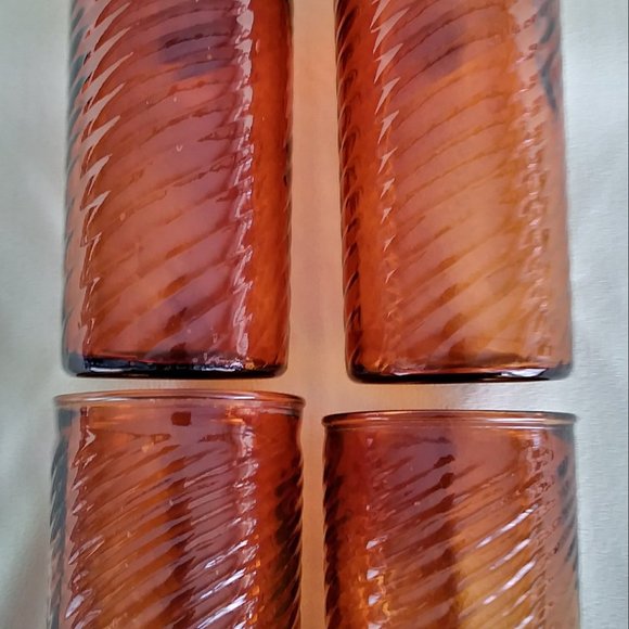 Amber Swirled Glasses Ice Tea Juice Handblown - Picture 4 of 5